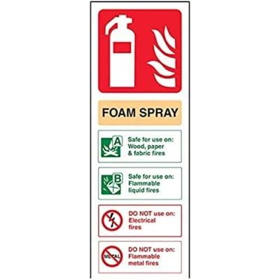 Abbildung von vsafety 11003 Hammer/Schlägel aj s Feuerlöscher Schild, Schaumstoff Spray ID, selbstklebend, Hochformat, 100 mm x 280 mm, beige/schwarz/grün/rot
