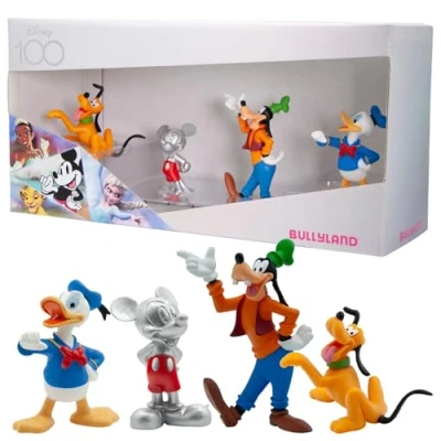 Abbildung von Bullyland 15150 100 Jahre Disney Jubiläumsset mit Mickey Mouse, Pluto, Goofy, Donald Duck, ideal als kleines Geschenk für Kinder ab 3 Jahren