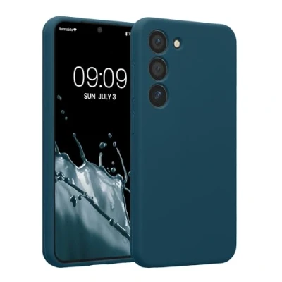 Abbildung von kwmobile Handyhülle kompatibel mit Samsung Galaxy S23 Hülle gummierte Handy Case aus Silikon in Petrol matt