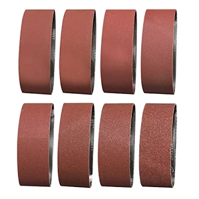 Abbildung von Sruhrak Schleifband 75X533mm 16 Stück Bandschleifer Schleifbänder, je 2 Körnungen 40/60/80/120/180/240/320/400 Set, zum Schleifen, Feilen, Schärfen und Entrosten