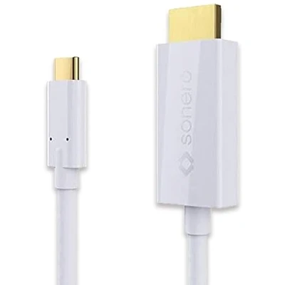 Abbildung von sonero USB C auf HDMI 2.0 Kabel, 4K@60Hz mit 18Gbps, 3.1, Alt Mode, Thunderbolt 3 kompatibel für MacBook Pro, Samsung S8, Dell XPS 15 und andere Computer, 2,0m weiß