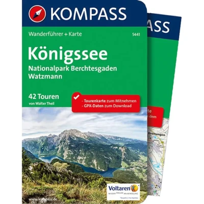 Abbildung von KOMPASS Wanderführer Königssee, Nationalpark Berchtesgaden, Watzmann: mit Extra Tourenkarte 1:35.000, 42 Touren, GPX Daten zum Download.