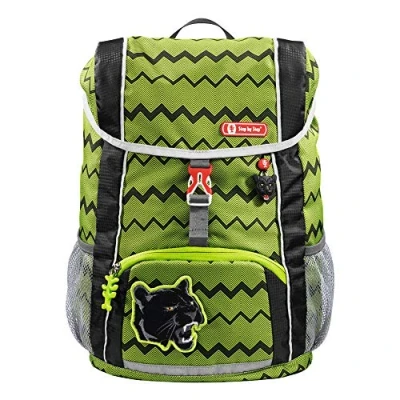 Abbildung von Step by Rucksack Set Kid „Wild Cat“, grün, mit Sitzkissen, ergonomischer Mini Ranzen abnehmbarem Brustgurt, für Kindergarten, Vorschule und Freizeit, 13 l