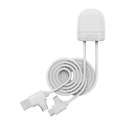 Abbildung von Xoopar Technicolor Ice C Multi Stecker aus recyceltem Kunststoff mit Dual USB und Eingang, Lightning für Smartphone (weiß)