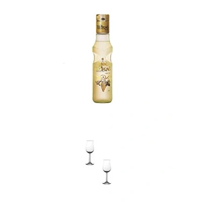 Abbildung von Tekirdag Raki Gold Türkei 0,2 Liter + Nosing Gläser Kelchglas Bugatti mit Eichstrich 2cl und 4cl 2 Stück