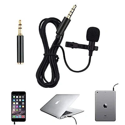 Abbildung von Bolwins P85CS Lavalier Mikrofon 3,5mm Universelles externes für Smartphone, Tablet, PC, Laptop und Auto Stereo Professionelles tragbares Clip klare Audioaufnahmen