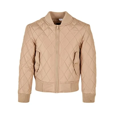 Abbildung von Urban Classics Kinder Girls Diamond Quilt Bomberjacke für Kinder, Größe: 134/140, Unionbeige