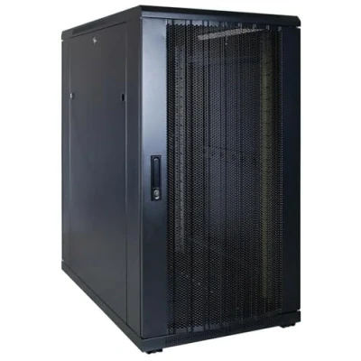 Abbildung von DSIT 22HE 19 Zoll Serverschrank mit perforierter Fronttür (BxTxH) 600 x 1000 1200mm Schwarz Traglast 800 kg