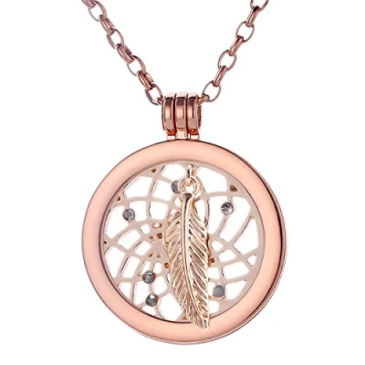 Abbildung von Morella Kette mit Anhänger Halskette 70 cm roségold Coin Amulett 33 mm (2 tlg), inkl. austauschbarem Coin, roségold, im Samtbeutel