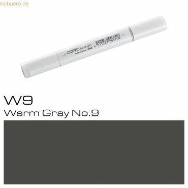 Abbildung von COPIC Sketch Marker Typ W 9, warm gray No. professioneller Pinselmarker, mit einer Super Brush Spitze und Medium Broad