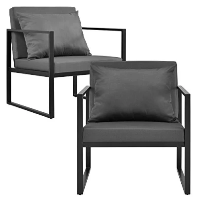 Abbildung von casa.pro Gartenlounge Set, »Lerum« Gartenstuhl 2er Set Sessel mit Kissen schwarz