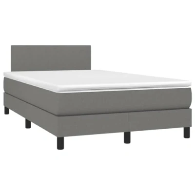 Abbildung von vidaXL Boxspringbett, Bett mit Matratze Kopfteil, Polsterbett Doppelbett für Schlafzimmer, Schlafzimmerbett Bettgestell Lattenrost, Dunkelgrau 120x190cm Stoff