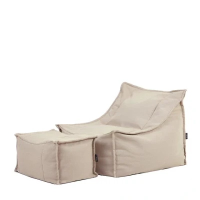 Abbildung von Icon Alto Sitzsack Sessel mit Hocker, Beige, Olefin Stoff für Drinnen und Draußen, Riesen Füllung, Bequemer Sessel, Garten, Terrasse, Lounge, Wohnzimmer