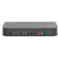Abbildung von DIGITUS KVM Switch DisplayPort 2 Port Single Display PC 1 Monitor 1x Maus, Tastatur &amp; Audio für Computer UHD 4K@60Hz (4096 x 2160p) Hot Key Umschalter 2x USB 3.0 Hub Schwarz