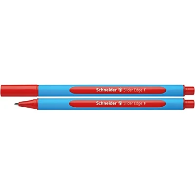 Abbildung von Schneider Schreibgeräte Kugelschreiber Slider Edge, Kappenmodell, F, rot, Schaftfarbe: cyan 10 er Pack