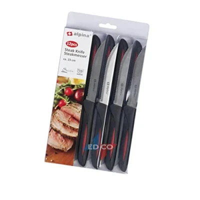Abbildung von *Alpina* Steakmesser Alpina 12 teiliges Set aus Edelstahl, schwarz rot (12 Stück)