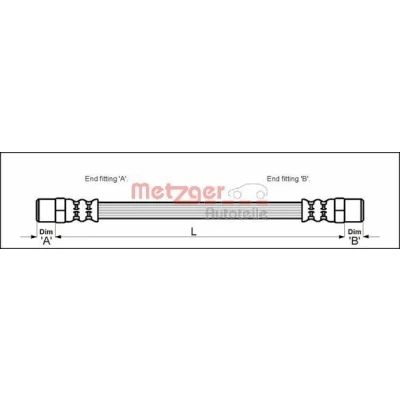 Abbildung von METZGER 4111681 Bremsschläuche 152 F10 x 1 AUDI: 80 B3, Cabriolet B4, Coupe B3