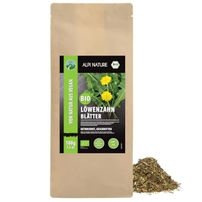 Abbildung von Bio Löwenzahntee (100g), Löwenzahnblätter geschnitten, Löwenzahn getrocknet, Blätter aus Wildsammlung, Tee Bio, Löwenzahnblättertee 100% natürlich