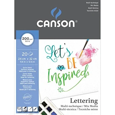 Abbildung von Canson Lettering Mix Media Block, 24 x 32 cm, 20 Blatt, 200 g/m², Naturweiß, 32cm