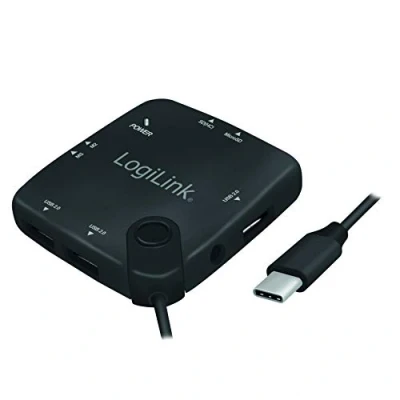 Abbildung von LogiLink UA0344 OTG (On The Go) Multifunktions HUB (USB Typ C™) und Cardreader für SD/micro SD/M2/MS (Duo/Pro) Speicherkarten, passend Android Smartphones &amp; Tablets mit / MacBook