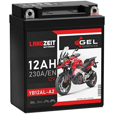 Abbildung von LANGZEIT YB12AL A2 Gel Motorradbatterie 12V 12Ah 230A/EN 51213 GEL12 12AL A Batterie doppelte Lebensdauer vorgeladen auslaufsicher wartungsfrei ersetzt 10Ah