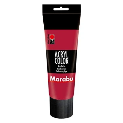 Abbildung von Marabu 12010025032 Acryl Color karminrot 225 ml, cremige Acrylfarbe auf Wasserbasis, schnell trocknend, lichtecht, wasserfest, zum Auftragen mit Pinsel und Schwamm Leinwand, Papier Holz