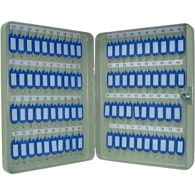 Abbildung von Q Connect KF04274 Schlüsselschrank 80 Haken, Zylinderschloss, Stahl, grau, 1