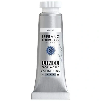 Abbildung von Lefranc &amp; Bourgeois 301232 Linel Gouache extrafeine und geschmeidige Wasserfarben mit maximaler Farbintensität, Leuchtkraft für streifenfreien Auftrag, 14ml Tube Silber