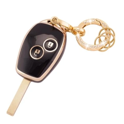 Abbildung von Koaudb Autoschlüssel Hülle Cover Passt für Clio Kangoo Megane Laguna Modus Dacia Twingo 2 Tasten Schlüsseletui TPU Schlüsselhülle mit Schlüsselanhänger (R Rnl 2R B)