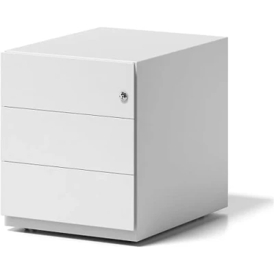 Abbildung von BISLEY Rollcontainer Note mit Griffleiste, 3 Universalschubladen, Metall, 696 Verkehrsweiß, 56.5 x 42 49.5 cm