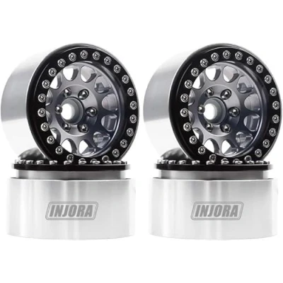 Abbildung von INJORA 4PCS 1,9 Beadlock Felgen Metall Räder Felge Set für 1:10 RC Rock Crawler Axial SCX10 Pro II III TRX4 D90 VS4 10 Redcat Gen 8 7 Enduro(Grau)