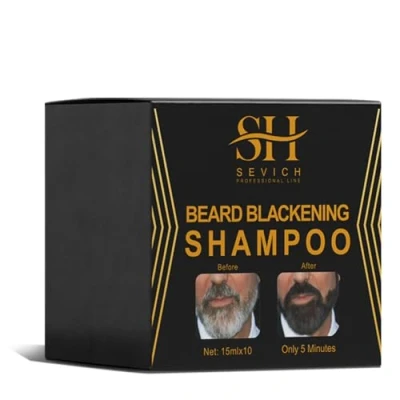 Abbildung von SEVICH Black Beard Dye Shampoo, Bartpflege Repair Grey Cover Schnurrbart Conditioner Weichspüler, parfümfrei