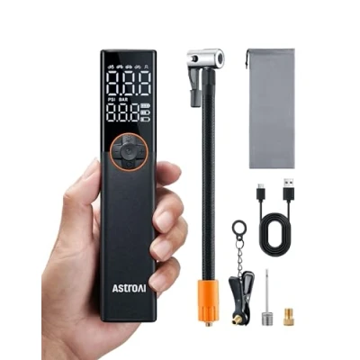 Abbildung von AstroAI Fahrradpumpe Elektrische Luftpumpe, 150PSI Mini Tragbare Akku alle ventile, Hochspannungsmotor Speziell für Fahrrad, Wiederaufladbare Stadtrad, Rennrad, Mountainbike, E Bike