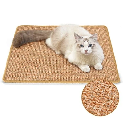 Abbildung von FUKUMARU Kratzmatte Katze, natürliche Katzenkratzbretter Sisal Kratzteppich,widerstandsfähig Katzenmöbel Fußmatte Sisalmatte Kratzpads für Katzen, 60x40 cm, Braun