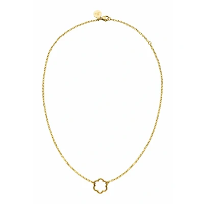 Abbildung von Purelei® Bloom Halskette, Ovalankerkette mit Anhänger in Blütenform, Wasserfeste Kette für Damen aus Edelstahl, Lange verstellbar 40 45 cm (Gold)