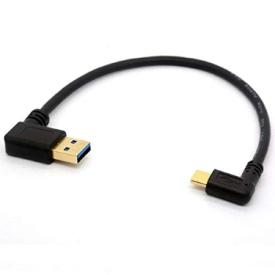 Abbildung von HUHANGGod USB 3.0 zu Typ C 90 Grad abgewinkelter Stecker, vergoldet, Verlängerungskabel, Datentransfer, Synchronisationskabel (USB Right)