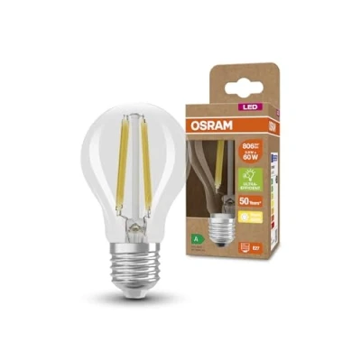Abbildung von OSRAM LED Stromsparlampe, Filament Birne aus Glas mit E27 Sockel, Warmweiß (3000K), 4 Watt, ersetzt herkömmliche 60W Leuchtmittel, besonders hohe Energieeffizienz und stromsparend, 1er Pack
