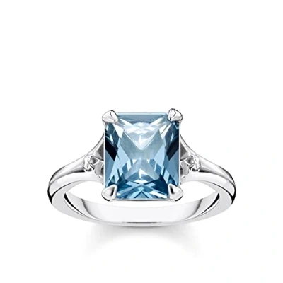 Abbildung von THOMAS SABO Ring blauer Stein mit Mond und Stern 925 Sterling Silber TR2297 644 1 54