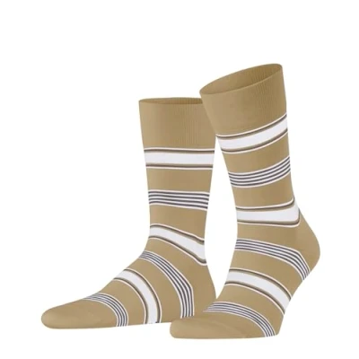 Abbildung von FALKE Herren Marina Stripe M SO Baumwolle Gemustert 1 Paar Socken, Beige (Jute 4093), 39 40