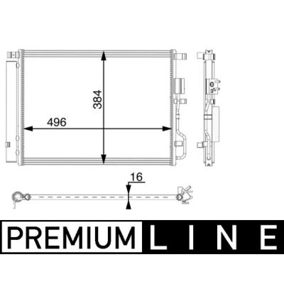 Abbildung von MAHLE ORIGINAL AC 61 000P Klimakondensator mit Trockner 496 R 1234yf HYUNDAI: Tucson