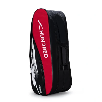 Abbildung von HUNDRED Cosmogear Badminton Kit Bag (Black/Red, Size: Large) Double Zipper with Front Pocket Material: Polyester Padded Back Straps Easy Carry Handle