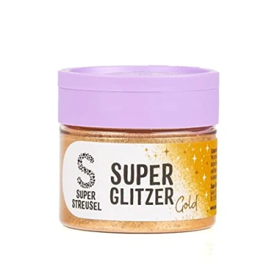 Abbildung von Super Streusel Glitzer Puder Gold Essbarer für Getränke, Kuchen, Torten essbar Goldpuder Goldpulver Glitzerpuder