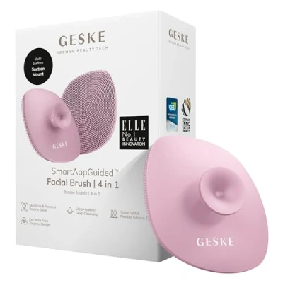 Abbildung von GESKE SmartAppGuided™ Facial Brush 4 in 1 Gesichtsreinigungsbürste mit Griff Weiche Bürste aus Silikon professionelle Gesichtsreinigung Gesichtsreinigungsgerät Hautreinigung