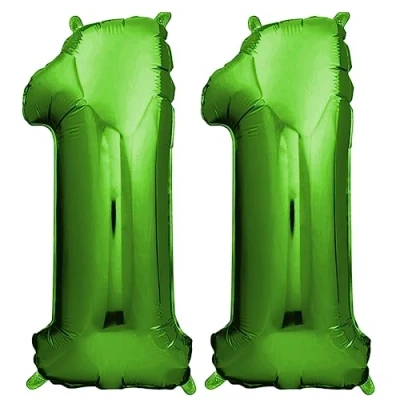 Abbildung von envami® Deko 11 Geburtstag Junge Grün 101CM Ballon Zahl Luftballon 11. Zahlen Geburtstagsdeko Folienballon Jahre Helium