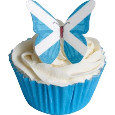 Abbildung von 24 Schottisch Flagge Essbare Oblaten Schmetterlinge / Scottish Flag Butterflies