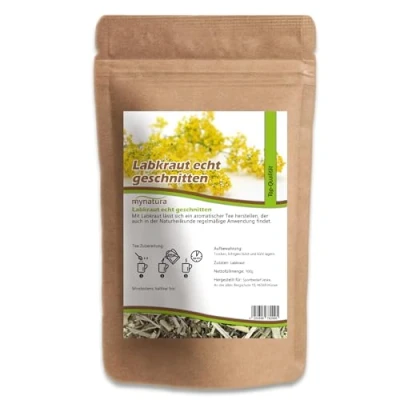Abbildung von Mynatura Labkraut getrocknet und geschnitten Echtes Vegan Kräutertee Aufgüsse Teekraut Im Beutel 100g