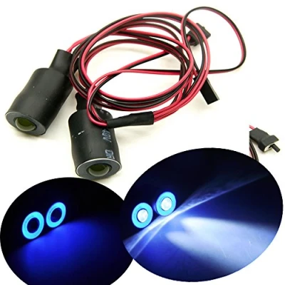 Abbildung von 17mm 2 LEDs Angel Eyes Light Licht Scheinwerfer/Rücklicht für 1:10 RC Crawler Car (Blau + Weiß)