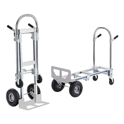 Abbildung von VEVOR 2 in 1 Sackkarre Klappbar 249/363kg Tragfähigkeit Transportkarre Aluminiumlegierung &amp; Kohlenstoffstahl ⇋ Plattformwagen Trolley für Lade Transportaufgaben im Innen Außenbereich