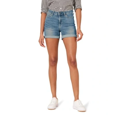 Abbildung von Amazon Essentials Damen Jeansshorts In Schmaler Passform Mit Mittelhohem Bund, 10 cm, Mittlere Waschung, 42