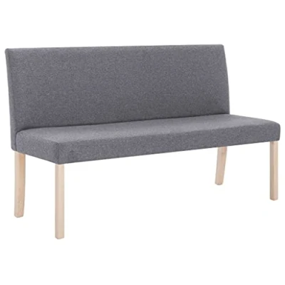 Abbildung von vidaXL Sitzbank mit Rückenlehne 139,5cm Klassisch Polsterbank Esszimmerbank Wartebank Bank Küchenbank Essbank Flurbank Wohnzimmer Hellgrau Polyester